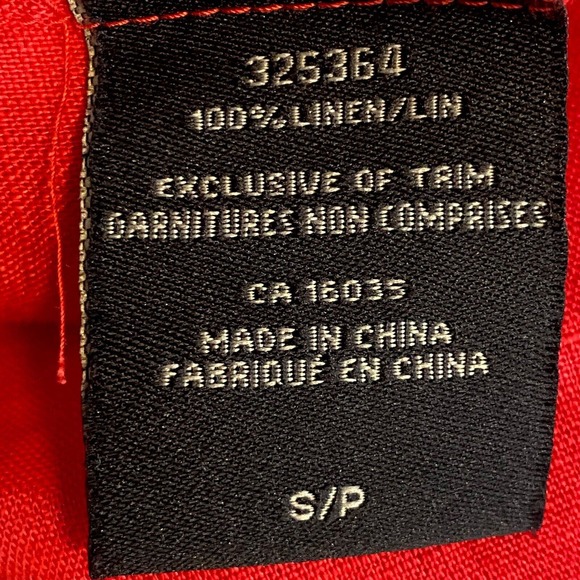 Lady Hathaway Button Up Red Tunic S/P Braided Fringe Belt 100% Linen Valentine's - Picture 13 of 16